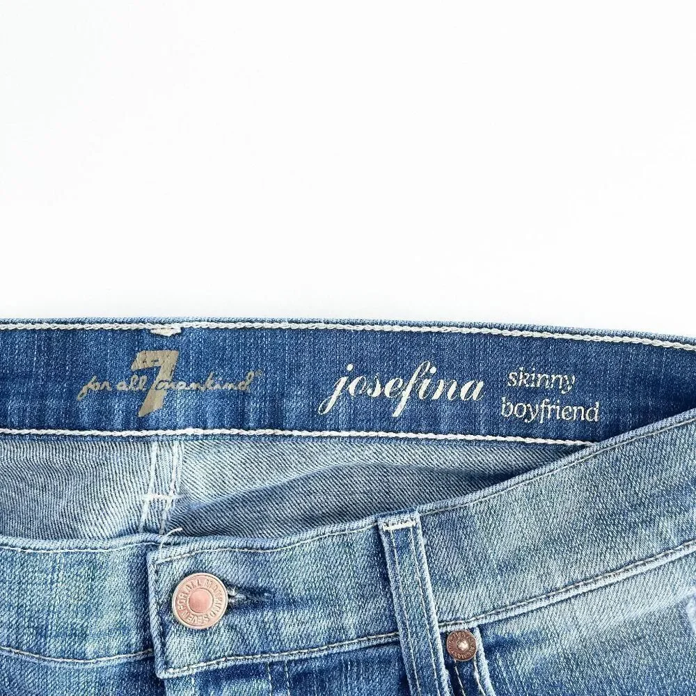 7 For All Mankind Womens Denim Jeans Distress Josefina Skinny Boyfriend Size 26 - Picture 8 of 12